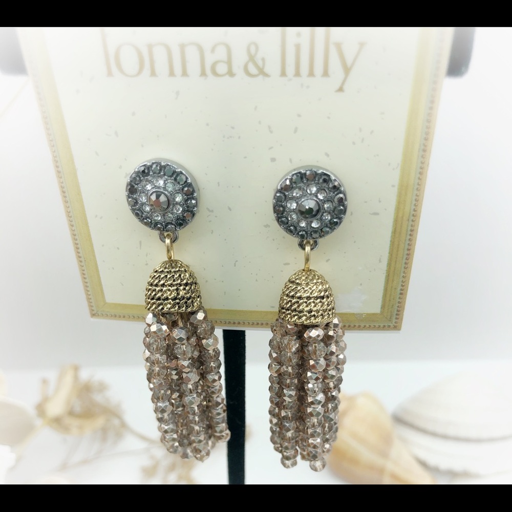 lonna & lilly
Crystal & Bead Tassel Drop Earrings
